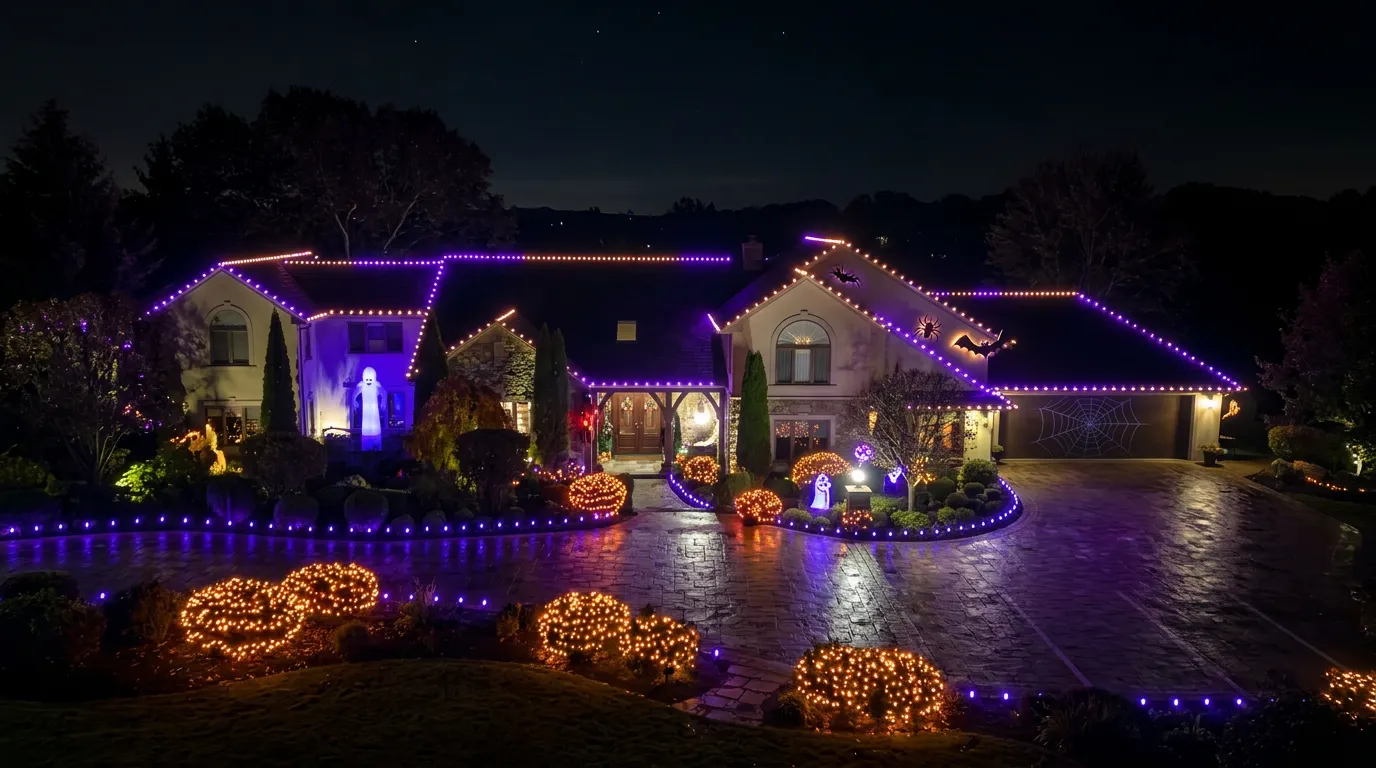 resdidential roofline hallowin lighting