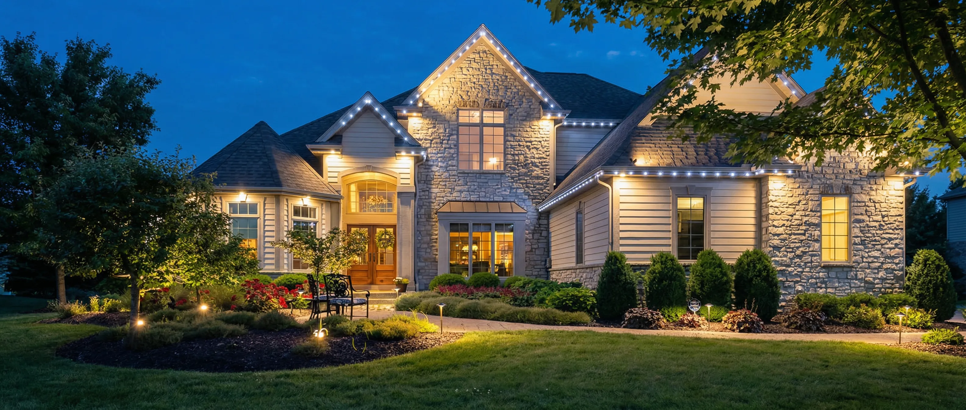 residential white roofline lights